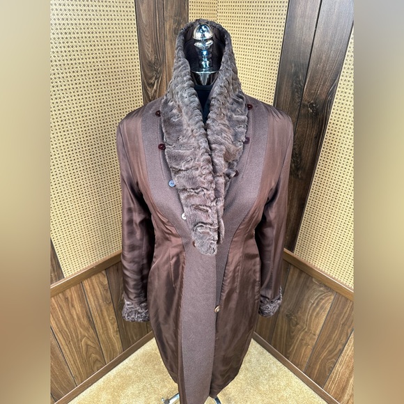 J. Mendel Paris Brown Cashmere & Persian Lamb Fur Coat Jacket Small - Picture 7 of 11